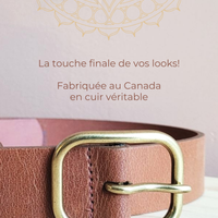 Ceinture en cuir véritable - cognac