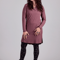 Blouse longue col en V à manches longues, fabriquée au Québec, Canada