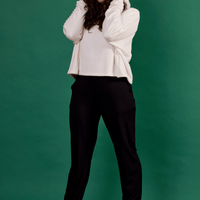 haut douillet à capuchon blanc cassé