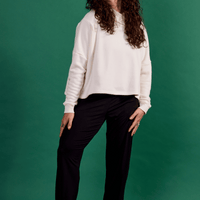 haut douillet à capuchon blanc cassé