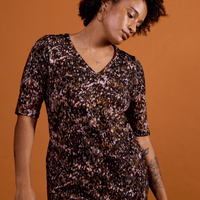 tunique col V avec manches 3/4 imprimé Lueurs