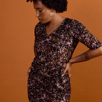 tunique col V avec manches 3/4 imprimé Lueurs