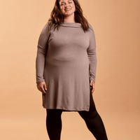 Tunique fluide col drapé - taupe