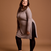 Tunique fluide col drapé - taupe