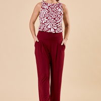 Pantalon large à plis creux carmin