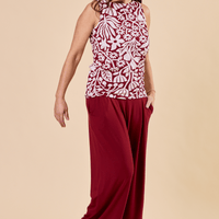 Pantalon large à plis creux carmin