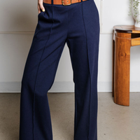 Pantalon effet denim évasé structuré - minuit