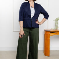 Pantalon effet denim évasé 7/8 - matcha