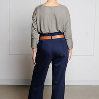 Pantalon effet denim évasé structuré - minuit