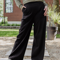Pantalon large effet denim - noir