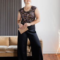 Pantalon large noir habillé pour femme fabriqué au Québec