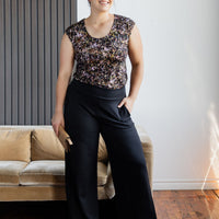 Pantalon large noir habillé pour femme fabriqué au Québec