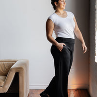 Pantalon large noir habillé pour femme fabriqué au Québec