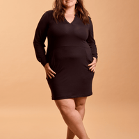 Robe col Mao manches blousantes - noir