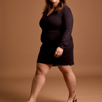 Robe col Mao manches blousantes - noir