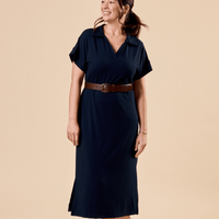 Robe avec col polo et longueur midi marine