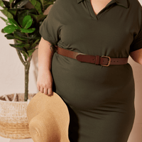 Robe avec col polo et longueur midi romarin