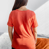 T-shirt à manches revers - corail