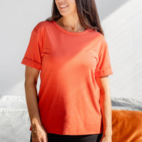 T-shirt à manches revers - corail