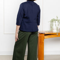 Veston effet denim manches 3/4 - minuit