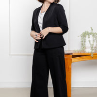 Veston effet denim manches 3/4 - noir