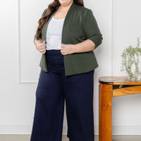 Veston effet denim manches 3/4 - matcha