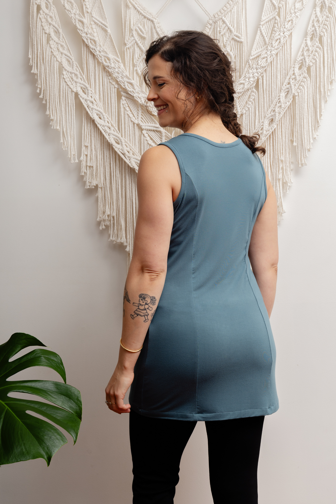 Camisole longue yoga - sarcelle