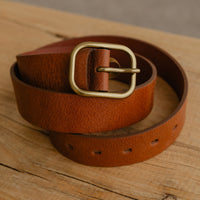Ceinture en cuir véritable - cognac