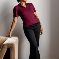 Haut col mao - amarante