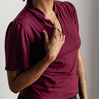 Haut col mao - amarante