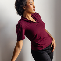 Haut col mao - amarante