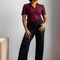 Haut col mao - amarante