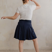 Jupe-short évasée - marine
