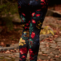 Legging à motifs fleuris, fait au Québec, Canada.
