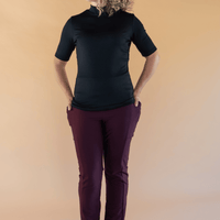 Pantalon effet denim jambe droite - merlot