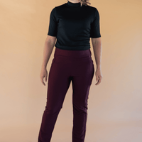 Pantalon effet denim jambe droite - merlot