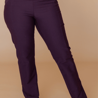 Pantalon effet denim jambe droite - merlot