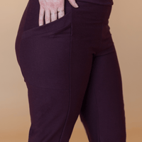 Pantalon effet denim jambe droite - merlot