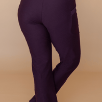 Pantalon effet denim jambe droite - merlot