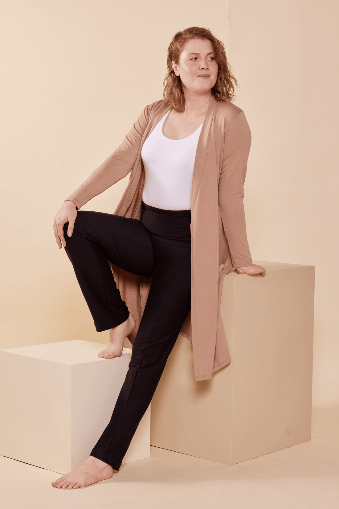 Pantalon effet denim jambe droite avec poches forêt noire