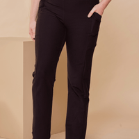 Pantalon effet denim jambe droite avec poches forêt noire