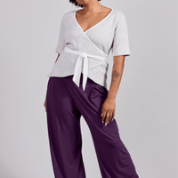 pantalon large à plis creux améthyste