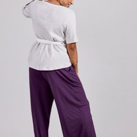 pantalon large à plis creux améthyste