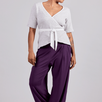 pantalon large à plis creux améthyste