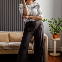 Pantalon large à plis creux - mocha