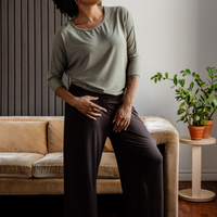Pantalon large à plis creux - mocha