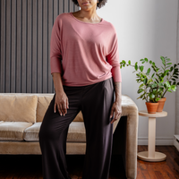 Pantalon large à plis creux - mocha