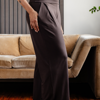 Pantalon large à plis creux - mocha
