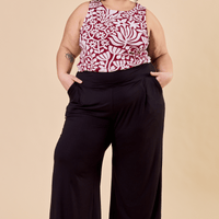 Pantalon large à plis creux - noir