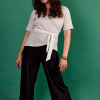 Pantalon large à plis creux - noir